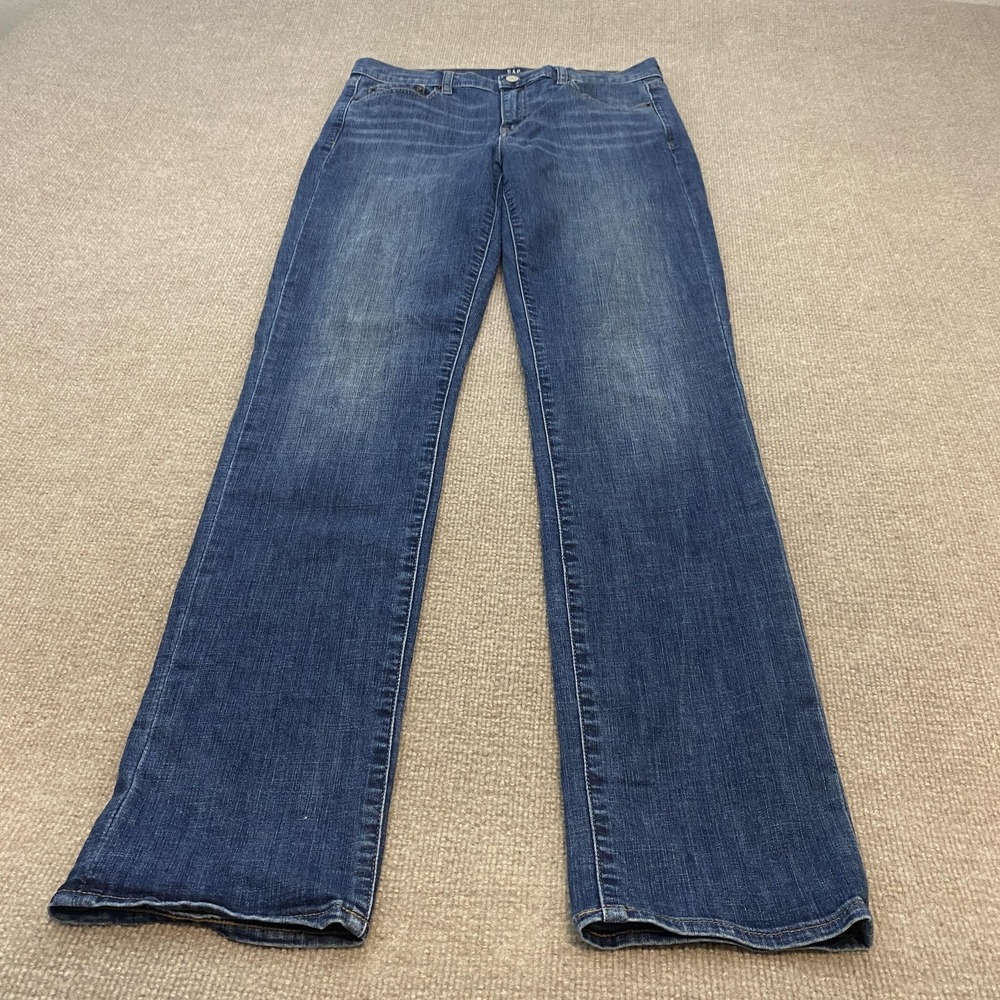 Gap Classic Straight Jeans Womens 30 Tall Blue Med Wash Mid Rise Stretch Denim
